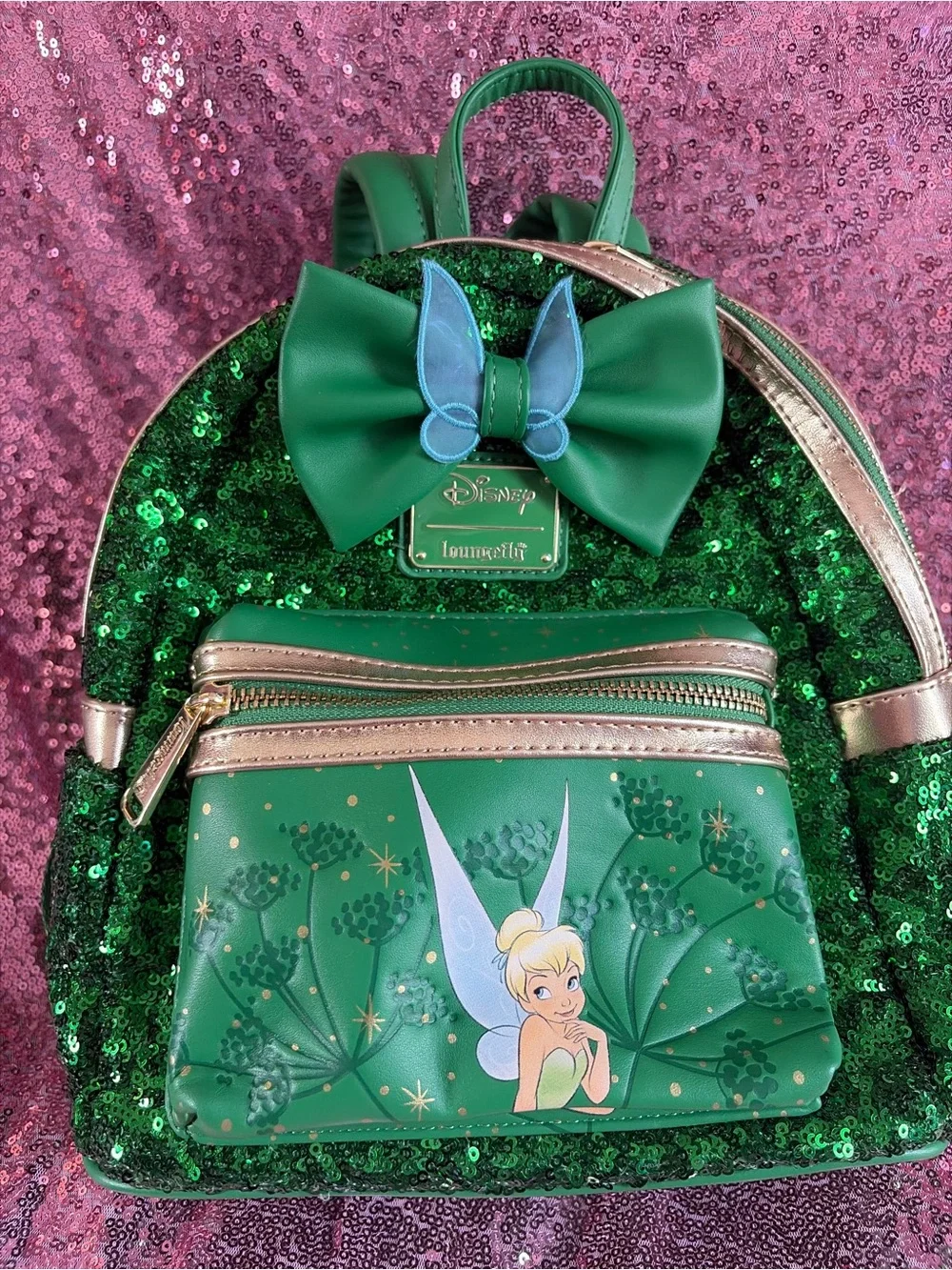 Disney Tinker Bell Green Sequin Backpack by Loungefly Circle of Hope exclusive